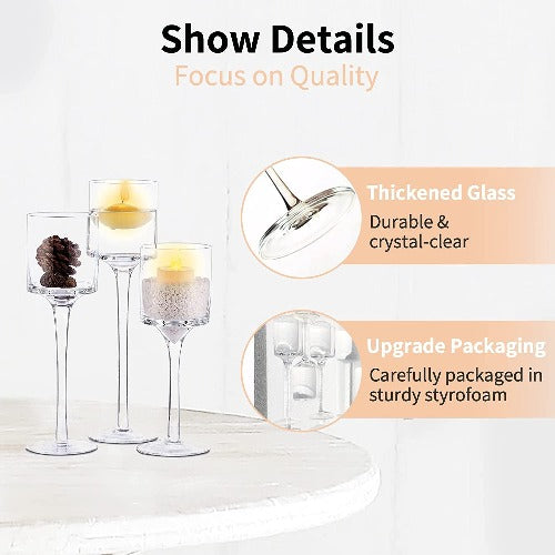 Glass Tea Light Candle Holders (Set of 3)