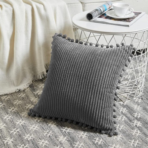 Dark Gray Decorative Throw Pillow Cover 18x18 inch (set of 2)