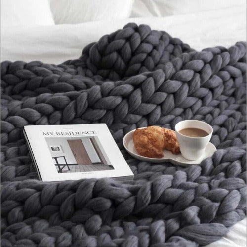 Chunky Weighted Knit Throw Blanket