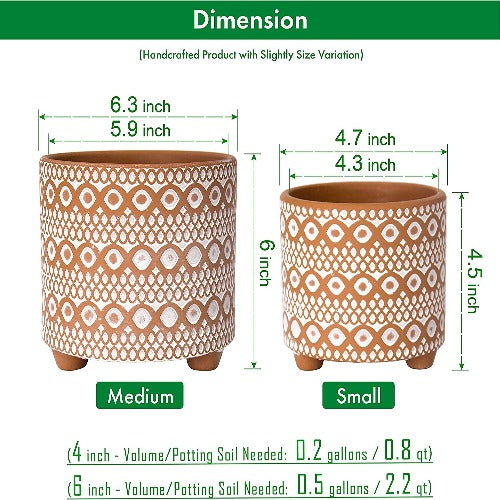 6 Inch Terracotta Planter Pots (Set of 2)