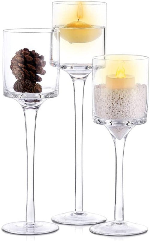 Glass Tea Light Candle Holders (Set of 3)