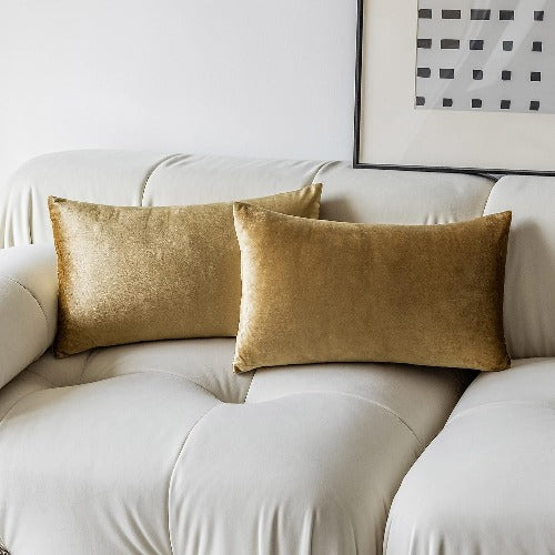 Gold Velvet Throw Pillow Covers 12x20 inches (set of 2)