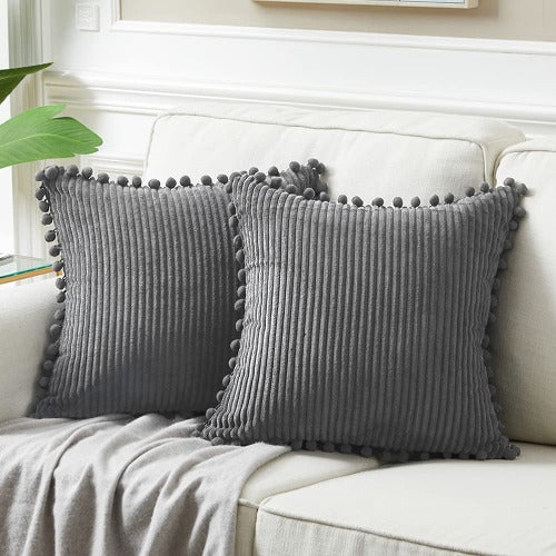 Dark Gray Decorative Throw Pillow Cover 18x18 inch (set of 2)