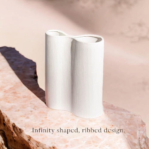 Luxe Infinity White Vase, 9” 