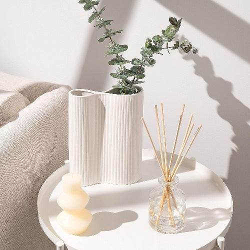 Luxe Infinity White Vase, 9” 